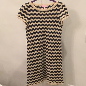 Chevron metallic sweater dress